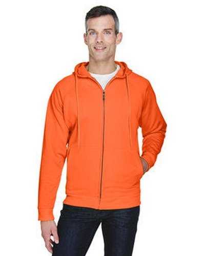 Ultraclub 8463 Adult Rugged Wear Thermal-Lined Full-Zip Fleece Hooded Sweatshirt - Bright Orange - HIT a Double