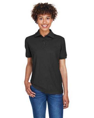 Ultraclub 8541 Ladies&#39; Whisper Pique Polo - Black - HIT a Double