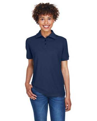 Ultraclub 8541 Ladies&#39; Whisper Pique Polo - Navy - HIT a Double