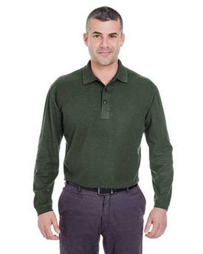 Ultraclub 8542 Adult Long-Sleeve Whisper Pique Polo - Forest Green - HIT a Double