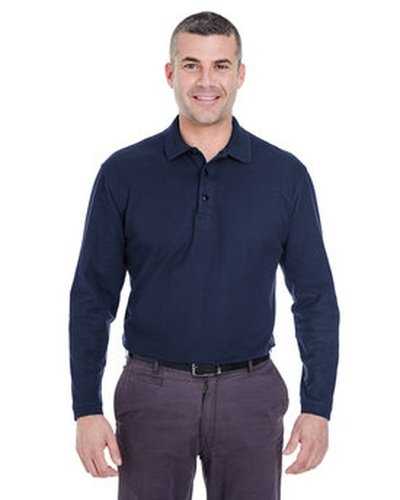 Ultraclub 8542 Adult Long-Sleeve Whisper Pique Polo - Navy - HIT a Double
