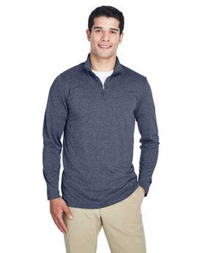 Ultraclub 8618 Men&#39;s Cool &amp; Dry Heathered Performance Quarter-Zip - Navy Heather - HIT a Double
