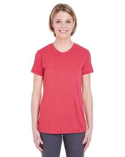 Ultraclub 8619L Ladies' Cool & Dry Heathered Performance T-Shirt - Red Heather - HIT a Double