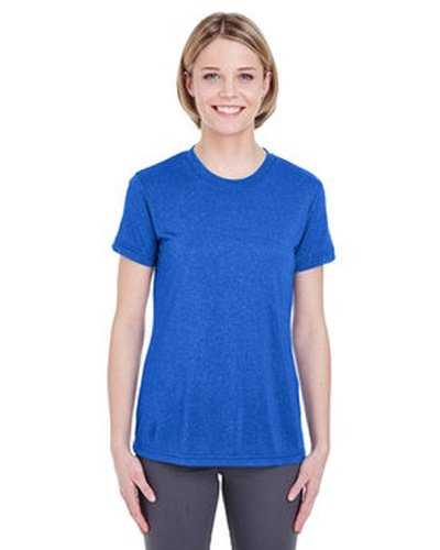Ultraclub 8619L Ladies' Cool & Dry Heathered Performance T-Shirt - Royal Heather - HIT a Double