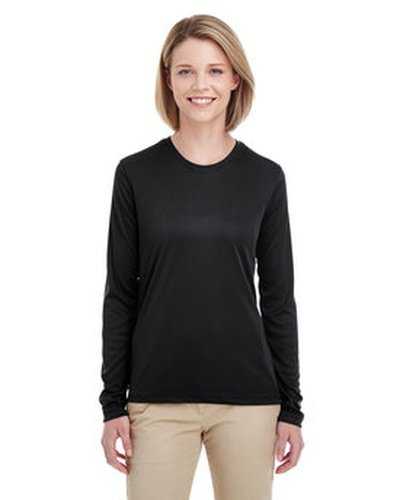 Ultraclub 8622W Ladies&#39; Cool &amp; Dry Performance Long-Sleeve Top - Black - HIT a Double
