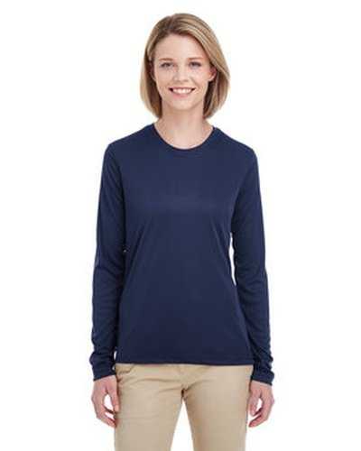 Ultraclub 8622W Ladies' Cool & Dry Performance Long-Sleeve Top - Navy - HIT a Double