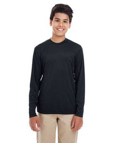 Ultraclub 8622Y Youth Cool &amp; Dry Performance Long-Sleeve Top - Black - HIT a Double