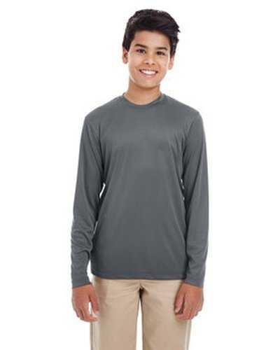 Ultraclub 8622Y Youth Cool & Dry Performance Long-Sleeve Top - Charcoal - HIT a Double