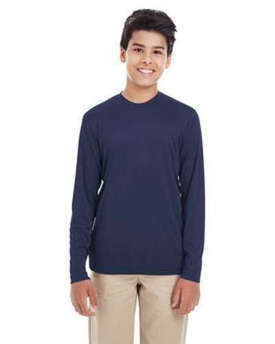 Ultraclub 8622Y Youth Cool &amp; Dry Performance Long-Sleeve Top - Navy - HIT a Double