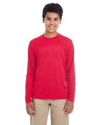 Ultraclub 8622Y Youth Cool & Dry Performance Long-Sleeve Top - Red - HIT a Double