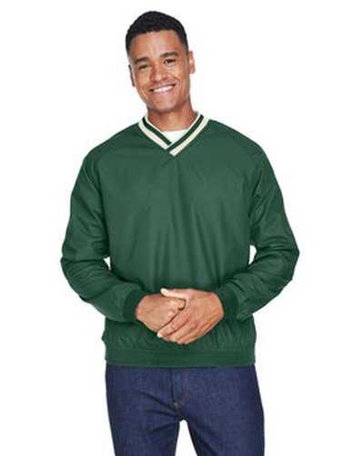 Ultraclub 8926 Adult Long-Sleeve Microfiber Crossover V-Neck Wind Shirt - Forest Green Tan - HIT a Double