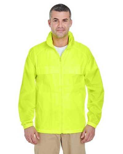 Ultraclub 8929 Adult Full-Zip Hooded Pack-Away Jacket - Bright Yellow - HIT a Double