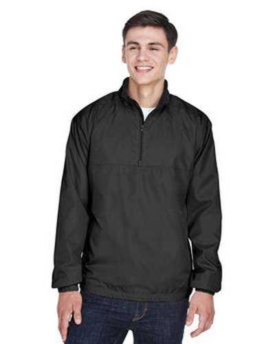 Ultraclub 8936 Adult Micro-Poly Quarter-Zip Wind Shirt - Black - HIT a Double