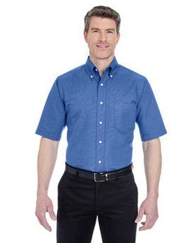 Ultraclub 8972T Men's Tall Wrinkle-Resistant Short-Sleeve Oxford - French Blue - HIT a Double