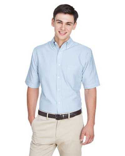 Ultraclub 8972 Men&#39;s Wrinkle-Resistant Short-Sleeve Oxford - Blue White - HIT a Double