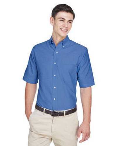 Ultraclub 8972 Men&#39;s Wrinkle-Resistant Short-Sleeve Oxford - French Blue - HIT a Double