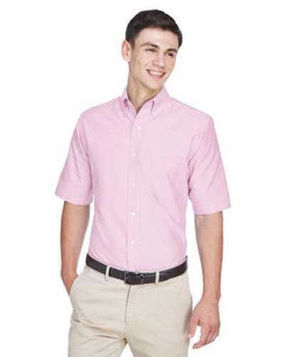 Ultraclub 8972 Men's Wrinkle-Resistant Short-Sleeve Oxford - Pink - HIT a Double