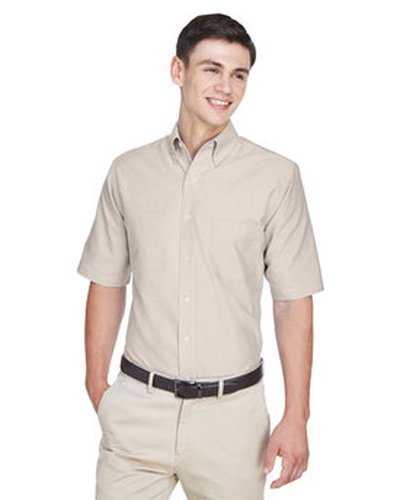 Ultraclub 8972 Men's Wrinkle-Resistant Short-Sleeve Oxford - Tan - HIT a Double