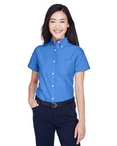 Ultraclub 8973 Ladies&#39; Wrinkle-Resistant Short-Sleeve Oxford - French Blue - HIT a Double
