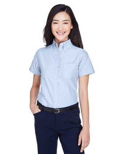 Ultraclub 8973 Ladies' Wrinkle-Resistant Short-Sleeve Oxford - Light Blue - HIT a Double