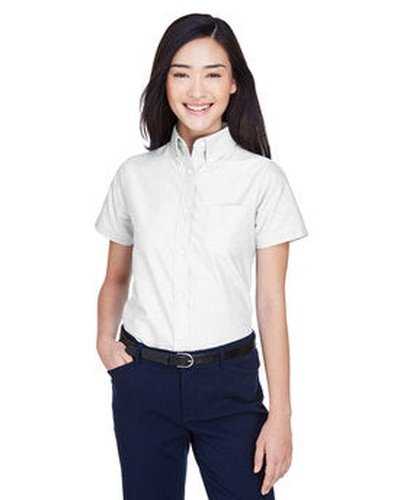 Ultraclub 8973 Ladies&#39; Wrinkle-Resistant Short-Sleeve Oxford - White - HIT a Double