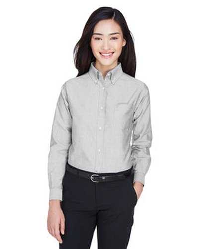 Ultraclub 8990 Ladies' Wrinkle-Resistant Long-Sleeve Oxford - Charcoal - HIT a Double