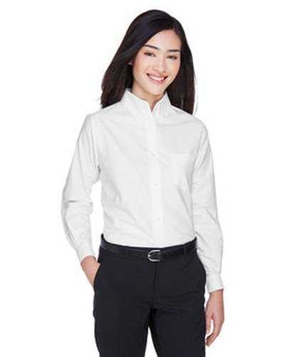Ultraclub 8990 Ladies&#39; Wrinkle-Resistant Long-Sleeve Oxford - White - HIT a Double