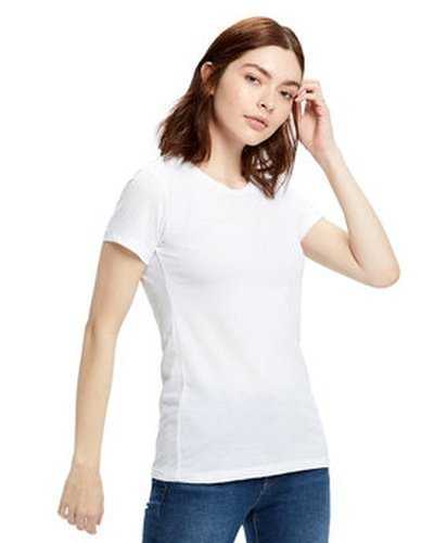 US Blanks US100R Ladies&#39; 58 oz Short-Sleeve Recover Yarn Crewneck - White - HIT a Double