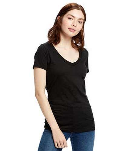 US Blanks US120 Ladies' Made In USA Short-Sleeve V-Neck T-Shirt - Black - HIT a Double