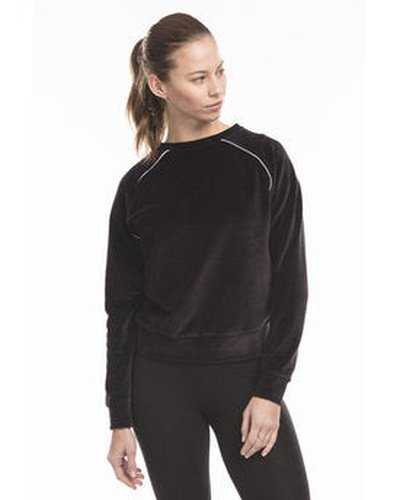 US Blanks US538 Ladies' Velour Long Sleeve Crop T-Shirt - Black - HIT a Double