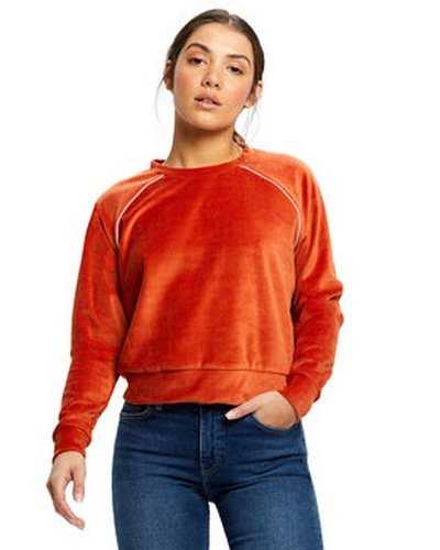 US Blanks US538 Ladies' Velour Long Sleeve Crop T-Shirt - Rust - HIT a Double