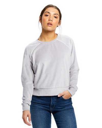 US Blanks US538 Ladies' Velour Long Sleeve Crop T-Shirt - Silver - HIT a Double