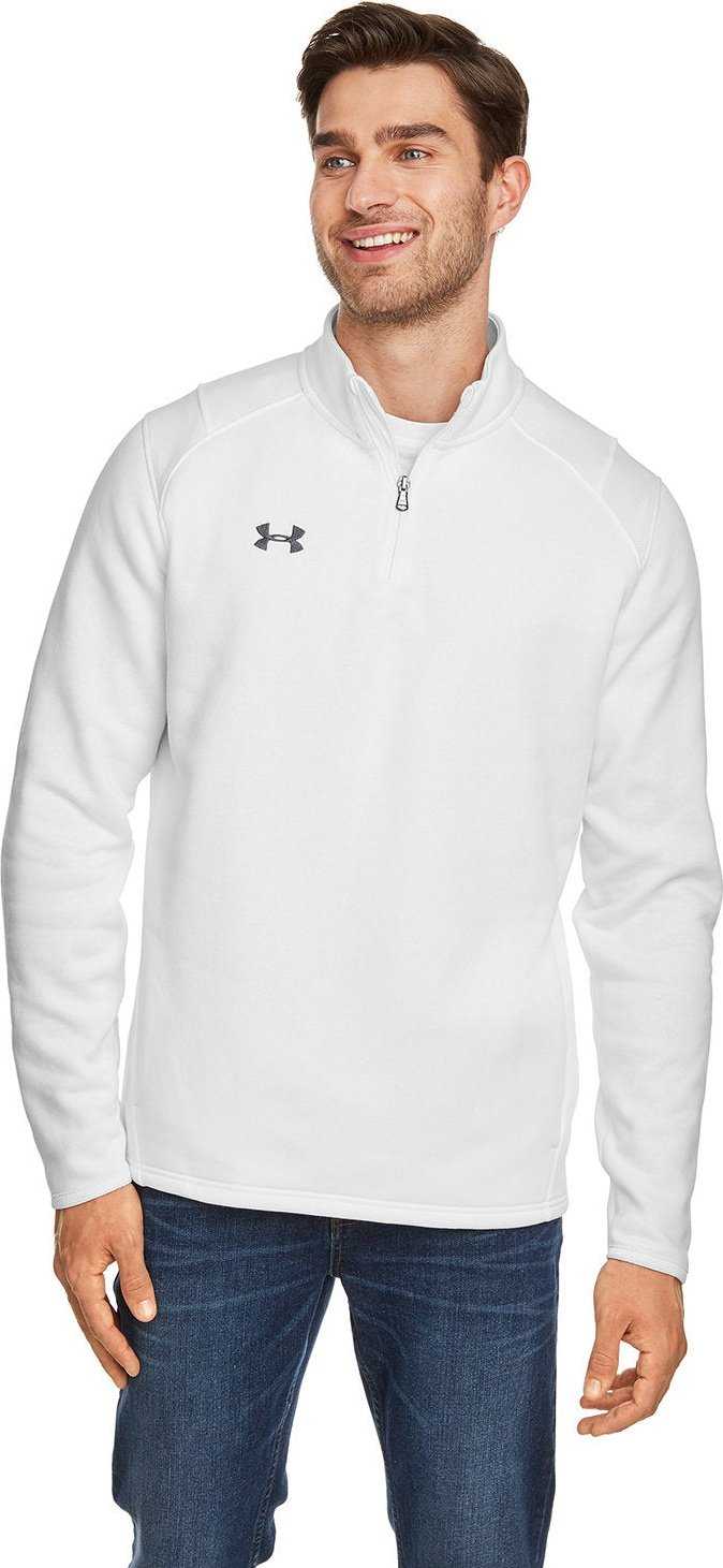 Under Armour 1310071 Mens Hustle Quarter-Zip Pullover Sweatshirt - White Graphite