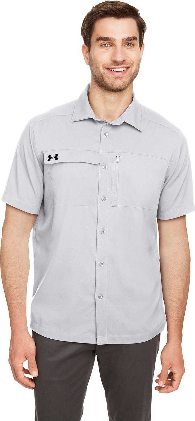 Under Armour 1351360 Mens Motivate Coach Woven Shirt - Halo Gray Stealth Gray