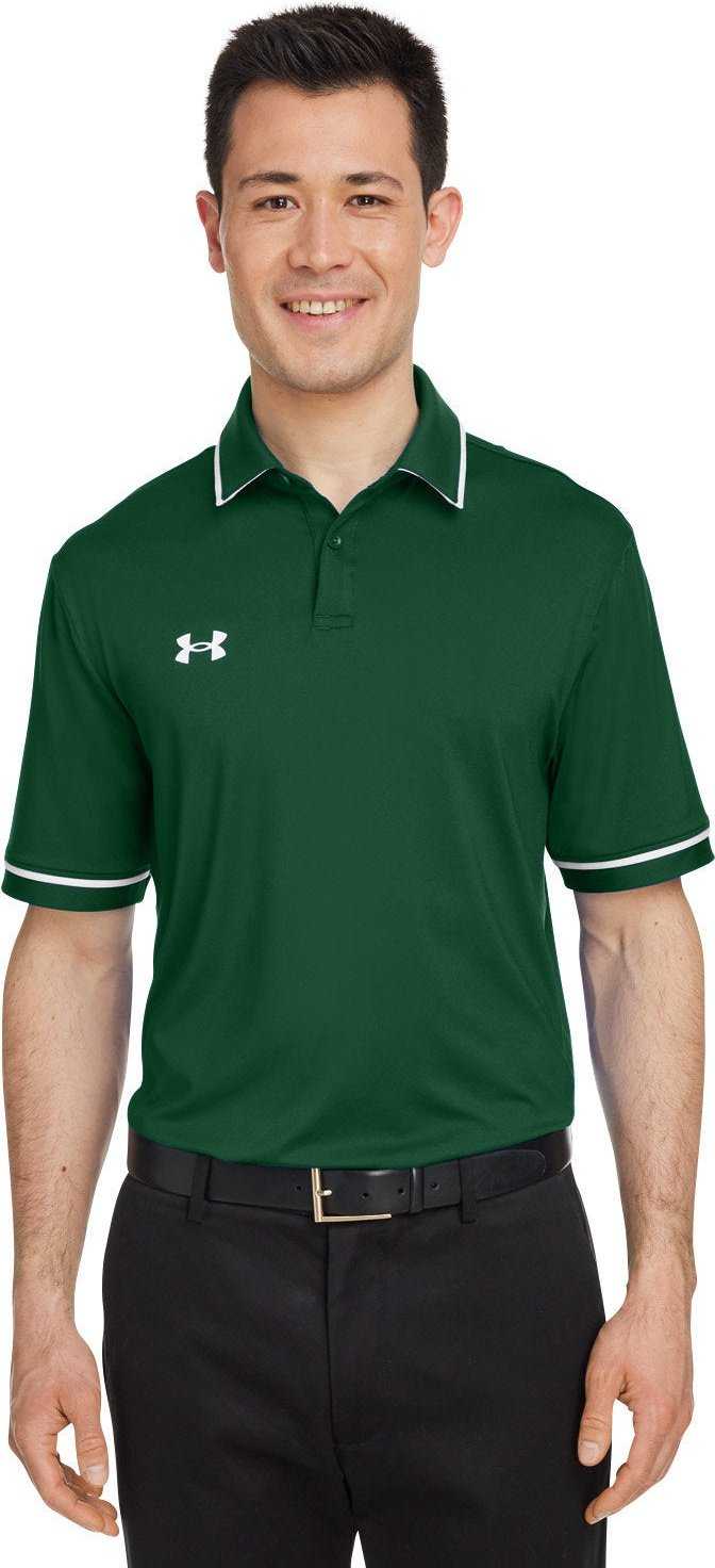 Under Armour 1376904 Mens Tipped Teams Performance Polo - Forest Green White