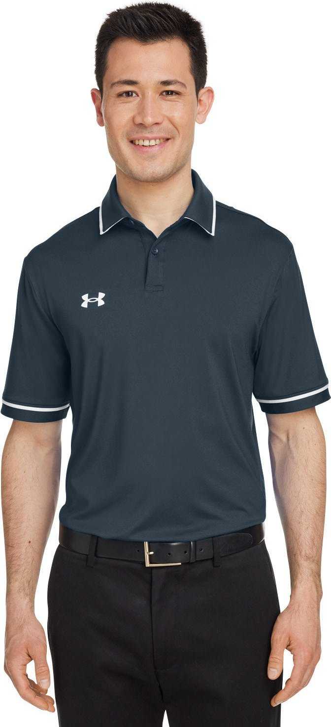 Under Armour 1376904 Mens Tipped Teams Performance Polo - Stealth Gray White
