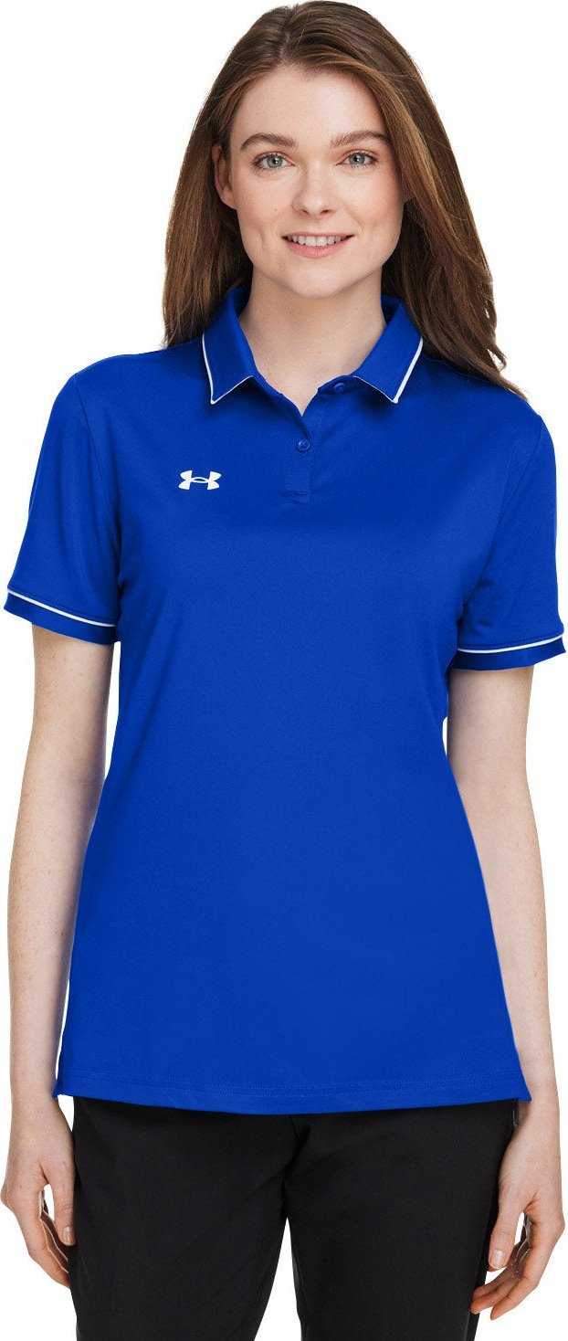 Under Armour 1376905 Ladies Tipped Teams Performance Polo - Royal White