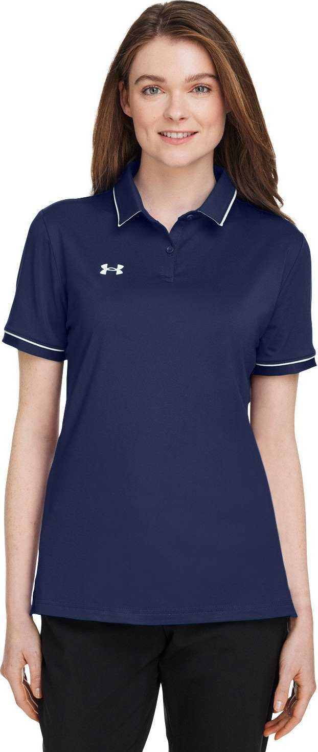 Under Armour 1376905 Ladies Tipped Teams Performance Polo - Midnight Navy White