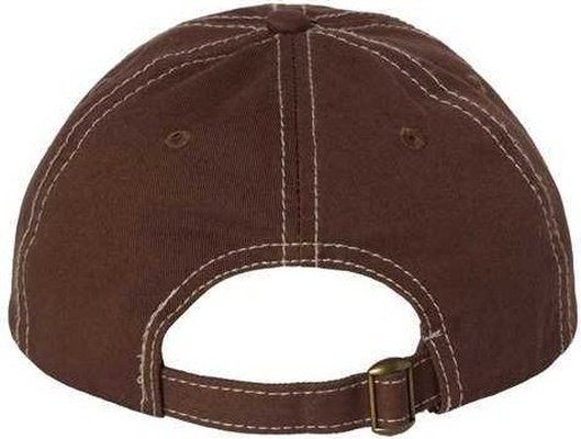Valucap VC300A Adult Bio-Washed Classic Dads Cap - Brown Stone Stitch - HIT a Double