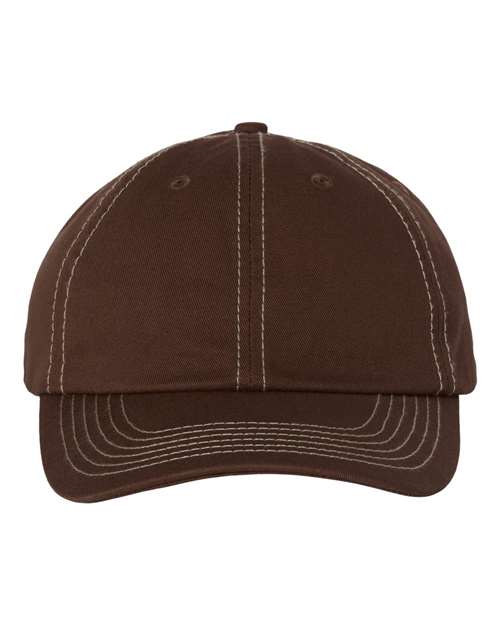 Valucap VC300A Adult Bio-Washed Classic Dads Cap - Brown Stone Stitch - HIT a Double
