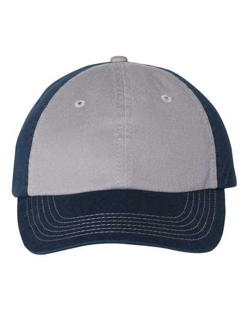 Valucap VC300A Adult Bio-Washed Classic Dads Cap - Grey Navy - HIT a Double