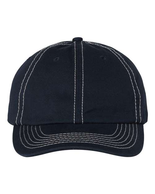 Valucap VC300A Adult Bio-Washed Classic Dads Cap - Navy Stone Stitch - HIT a Double