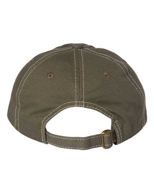 Valucap VC300A Adult Bio-Washed Classic Dads Cap - Olive Stone Stitch - HIT a Double