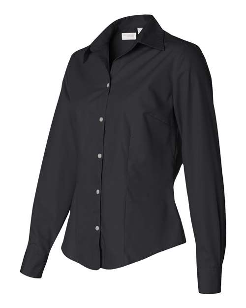 Van Heusen 13V0114 Women's Silky Poplin Shirt - Black - HIT a Double