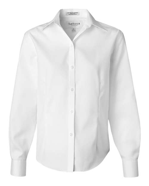 Van Heusen 13V0144 Women&#39;s Non-Iron Pinpoint Oxford Shirt - White - HIT a Double