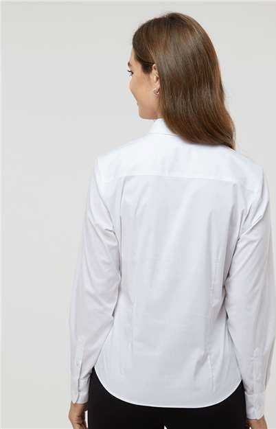 Van Heusen 13V0479 Women&#39;s Ultra Wrinkle Free Shirt - White - HIT a Double - 4