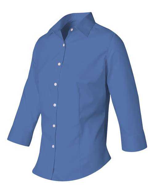 Van Heusen 13V0527 Women&#39;s Three-Quarter Sleeve Baby Twill Shirt - Cobalt - HIT a Double