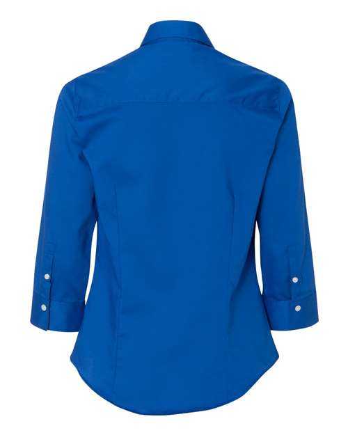 Van Heusen 13V0527 Women&#39;s Three-Quarter Sleeve Baby Twill Shirt - Royal Blue - HIT a Double