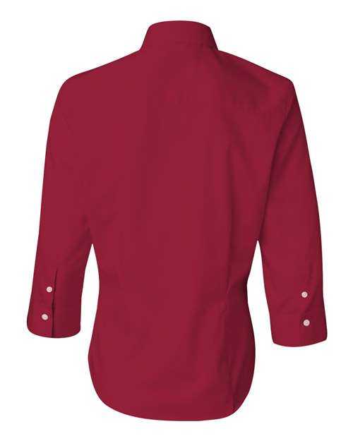 Van Heusen 13V0527 Women&#39;s Three-Quarter Sleeve Baby Twill Shirt - Scarlet - HIT a Double