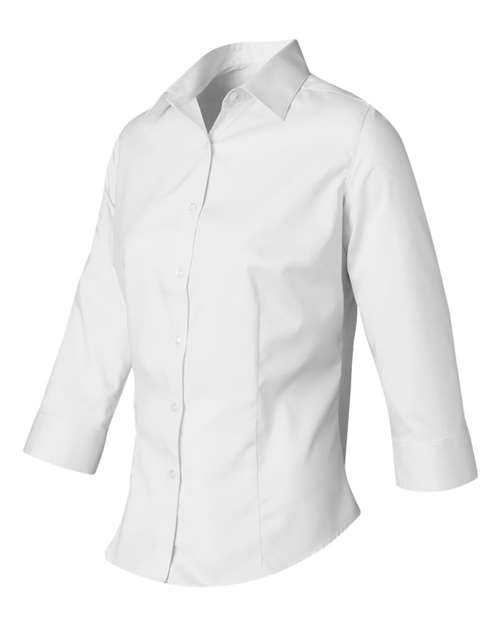 Van Heusen 13V0527 Women&#39;s Three-Quarter Sleeve Baby Twill Shirt - White - HIT a Double